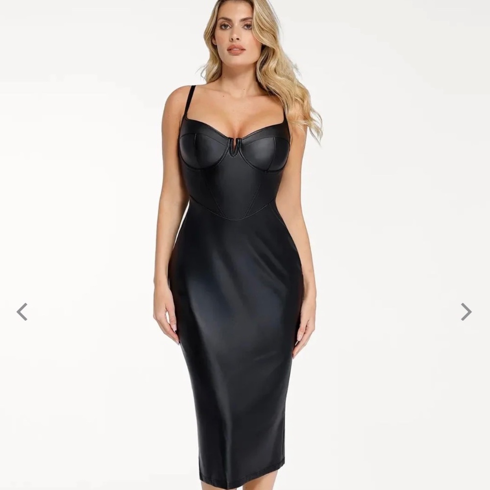 Popilush Shapewear Faux Leather Night Out Pencil Dress